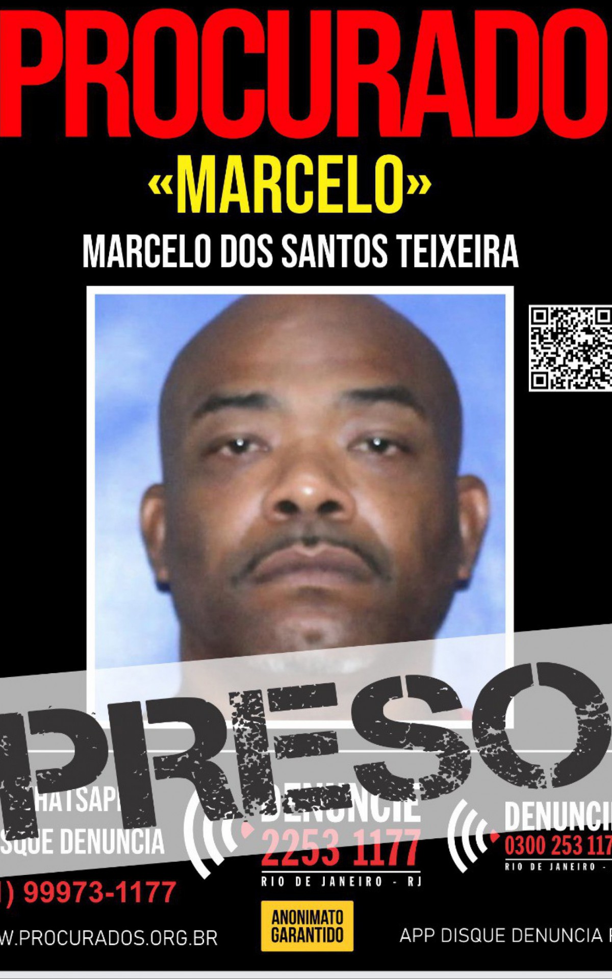 Contra Marcelo dos Santos Teixeira, 45, haviam três mandados de prisão em aberto - Divulgação/Disque Denúncia