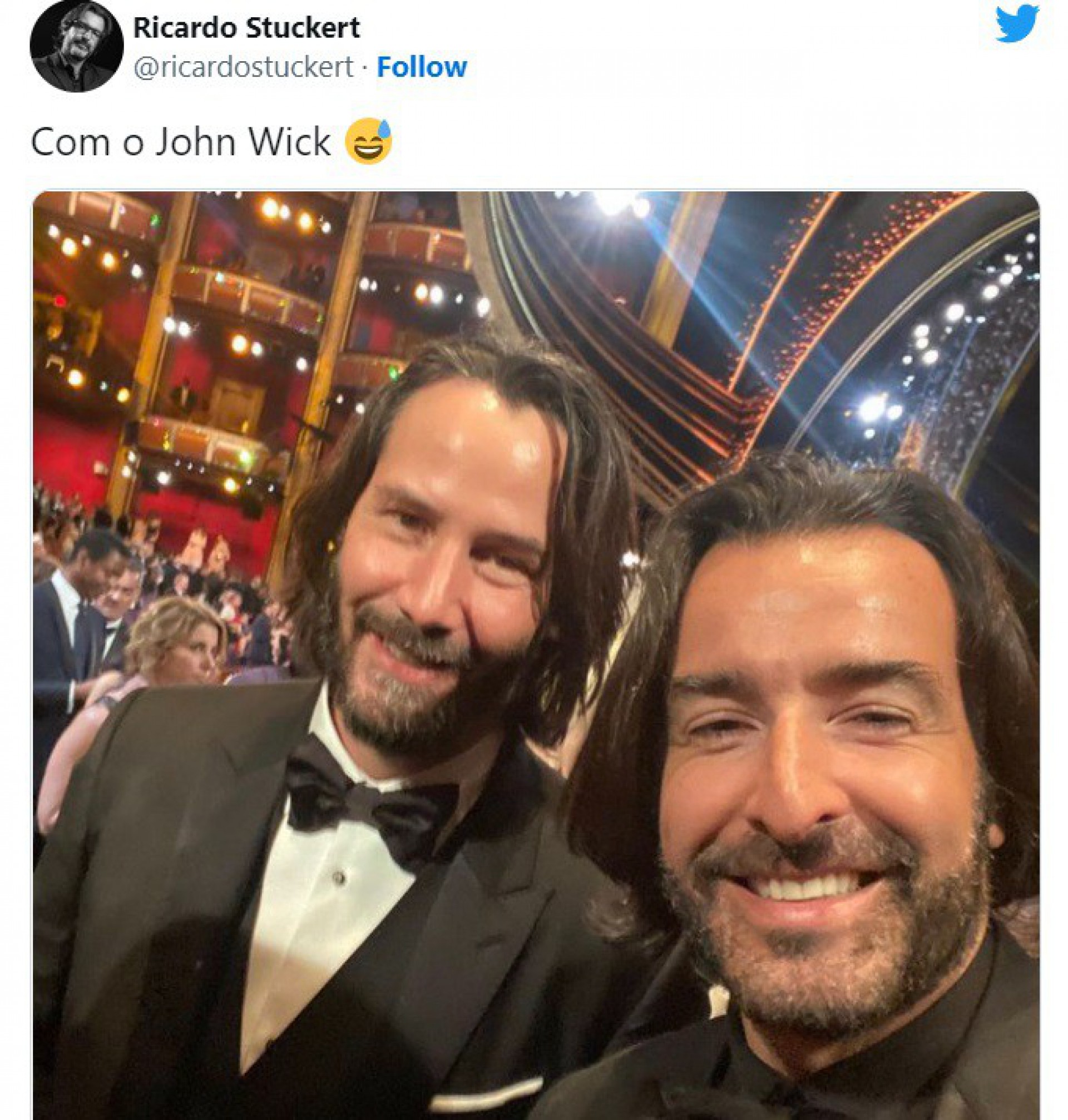 Ricardo Stuckert posa com Keanu Reeves - Reprodução Internet