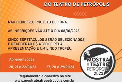 Inscrições para a 12ª Mostra de Teatro de Petrópolis estão abertas
