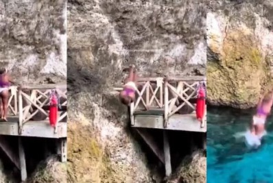 Daiane dos Santos faz pirueta em piscina natural durante férias em Punta Cana