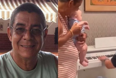 Zeca Pagodinho comemora 6 meses do neto com a família: 'Domênico está muito chique'