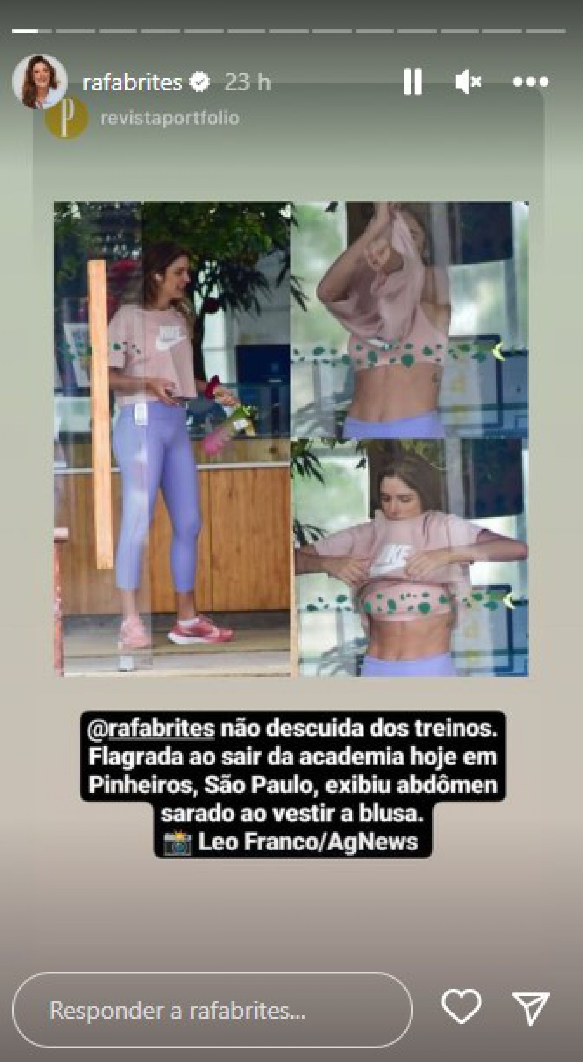 Rafa Brites compartilha fotos malhando e recebe hate por tanquinho em forma - Reprodução Internet