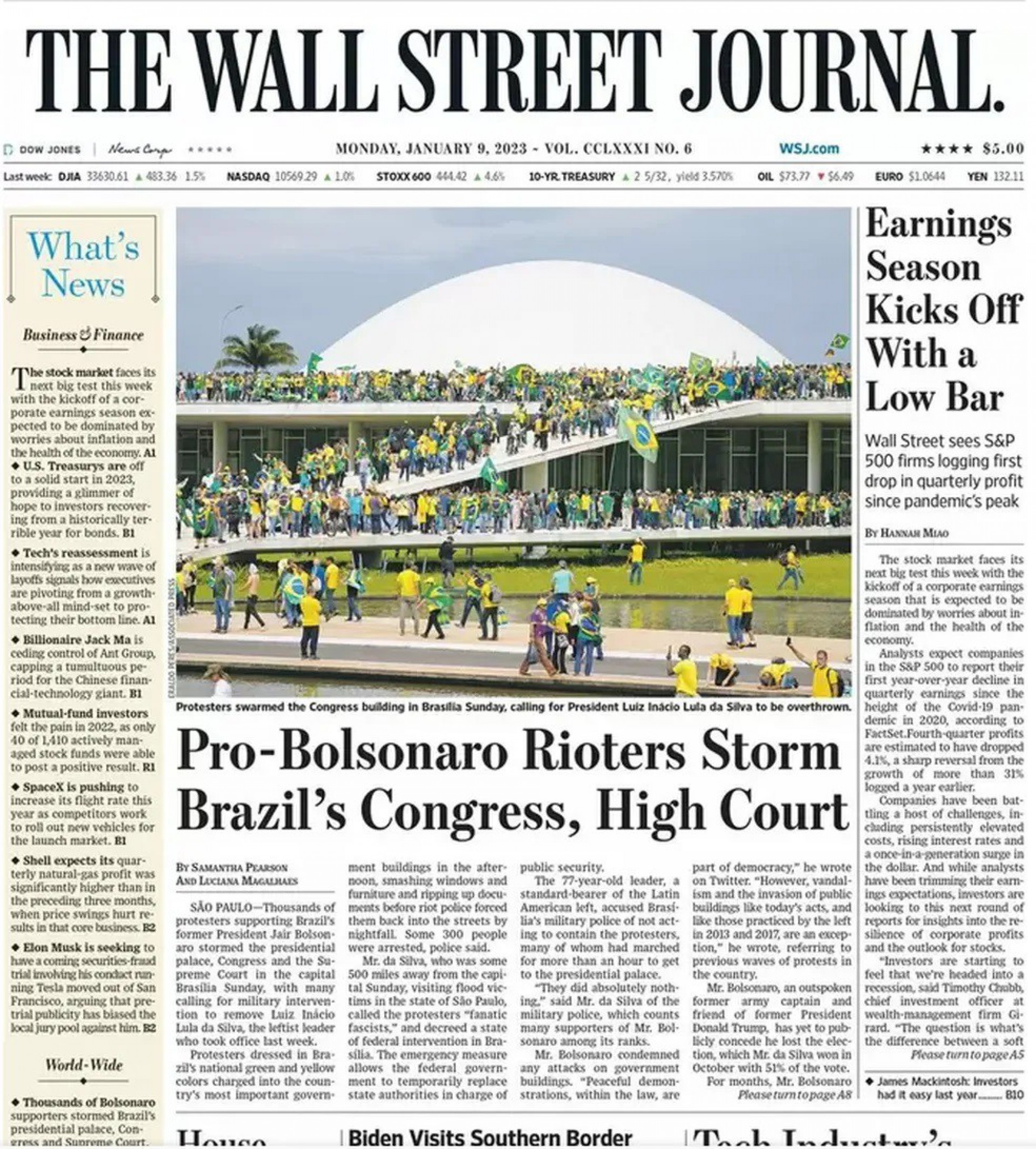 Capa do jornal The Wall Street - Reprodu&ccedil;&atilde;o