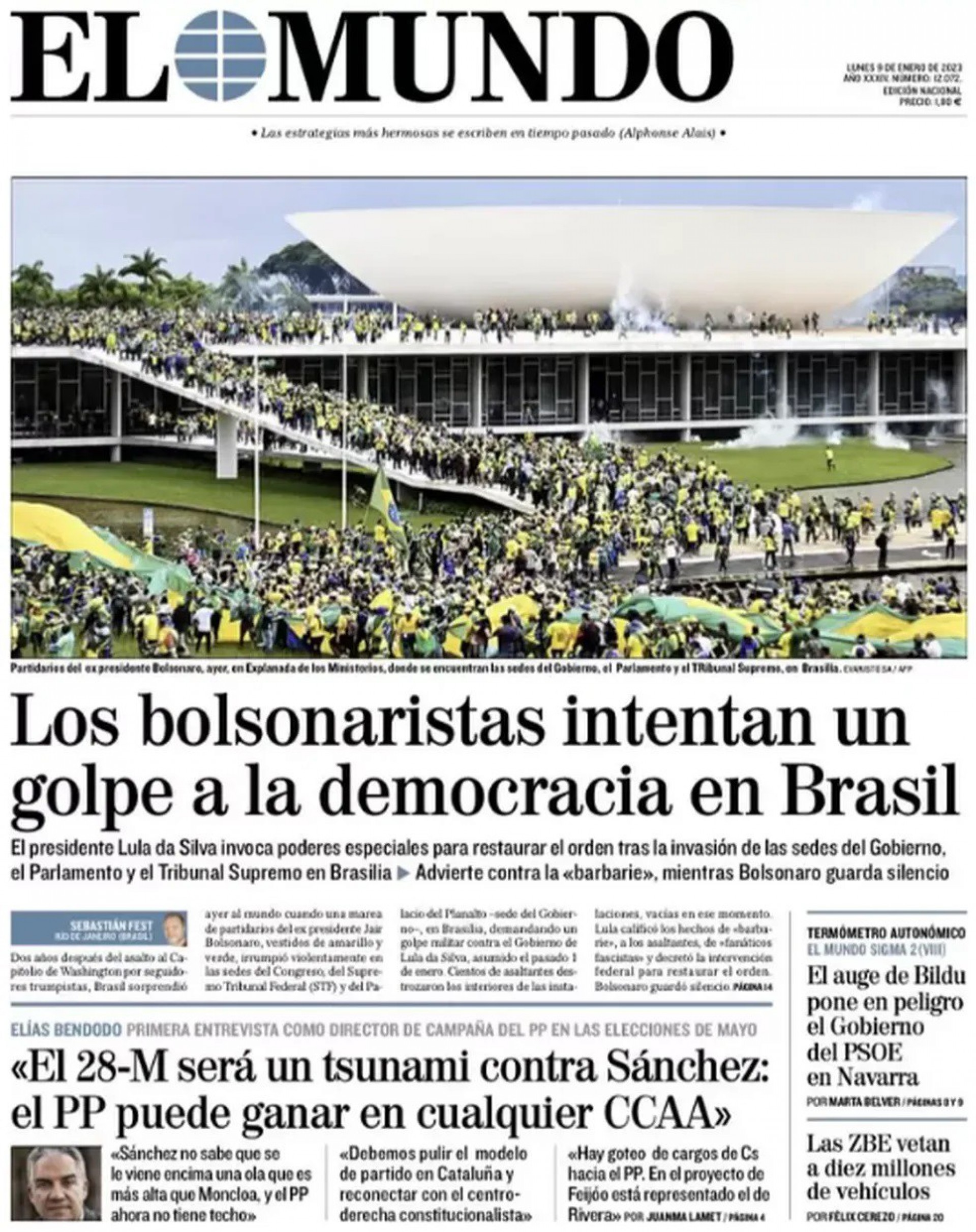 Capa do jornal El Mundo  - Reprodu&ccedil;&atilde;o