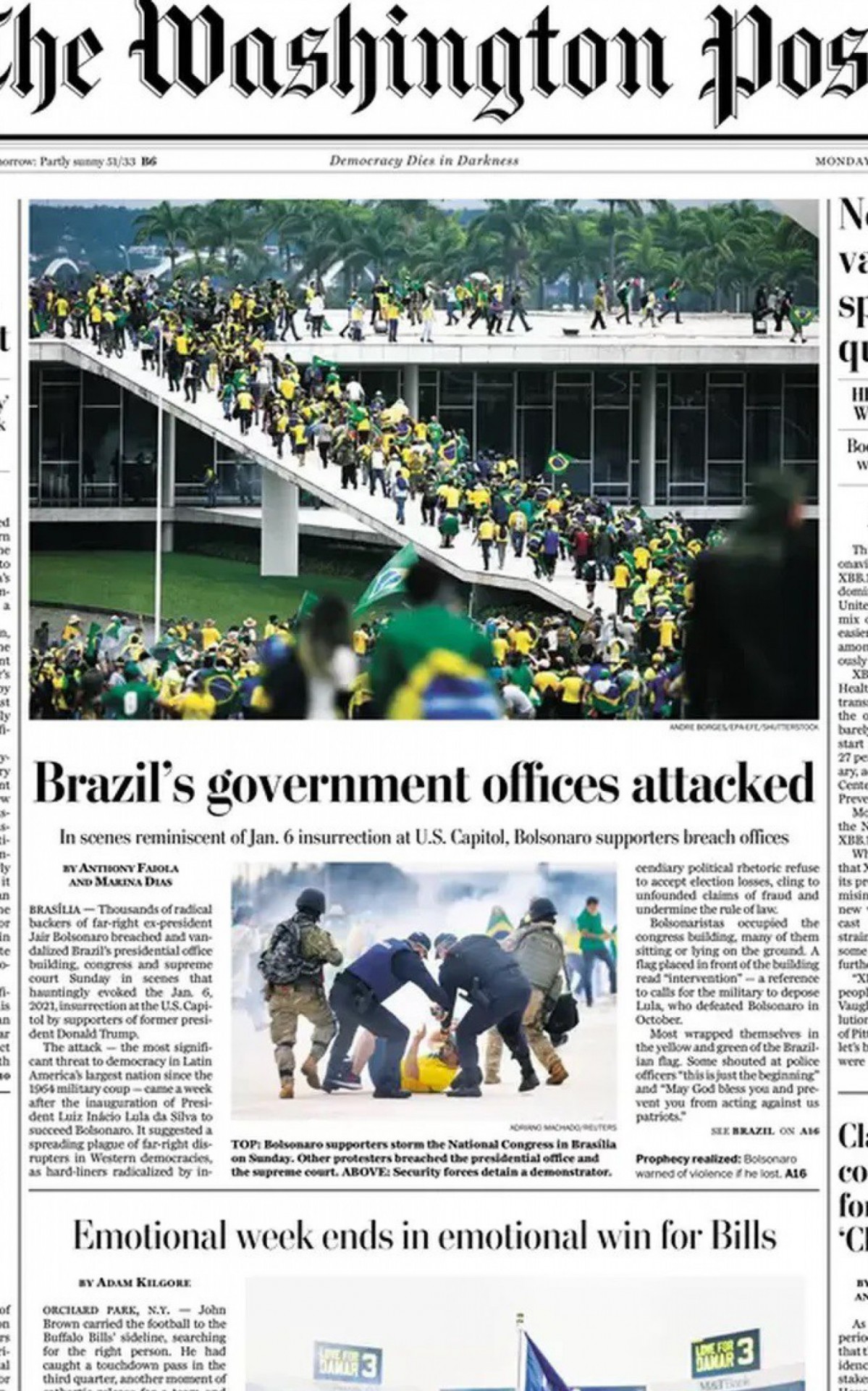 Capa do jornal The Washington Post  - Reprodu&ccedil;&atilde;o