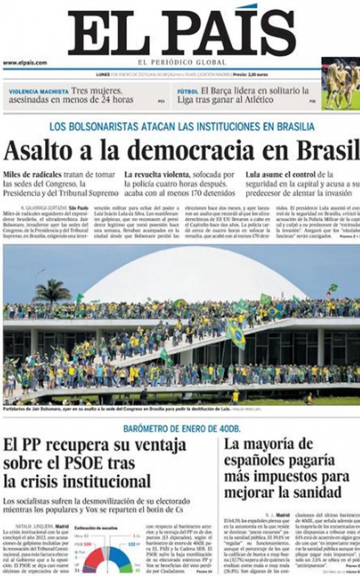Capa do jornal El Pa&iacute;s
