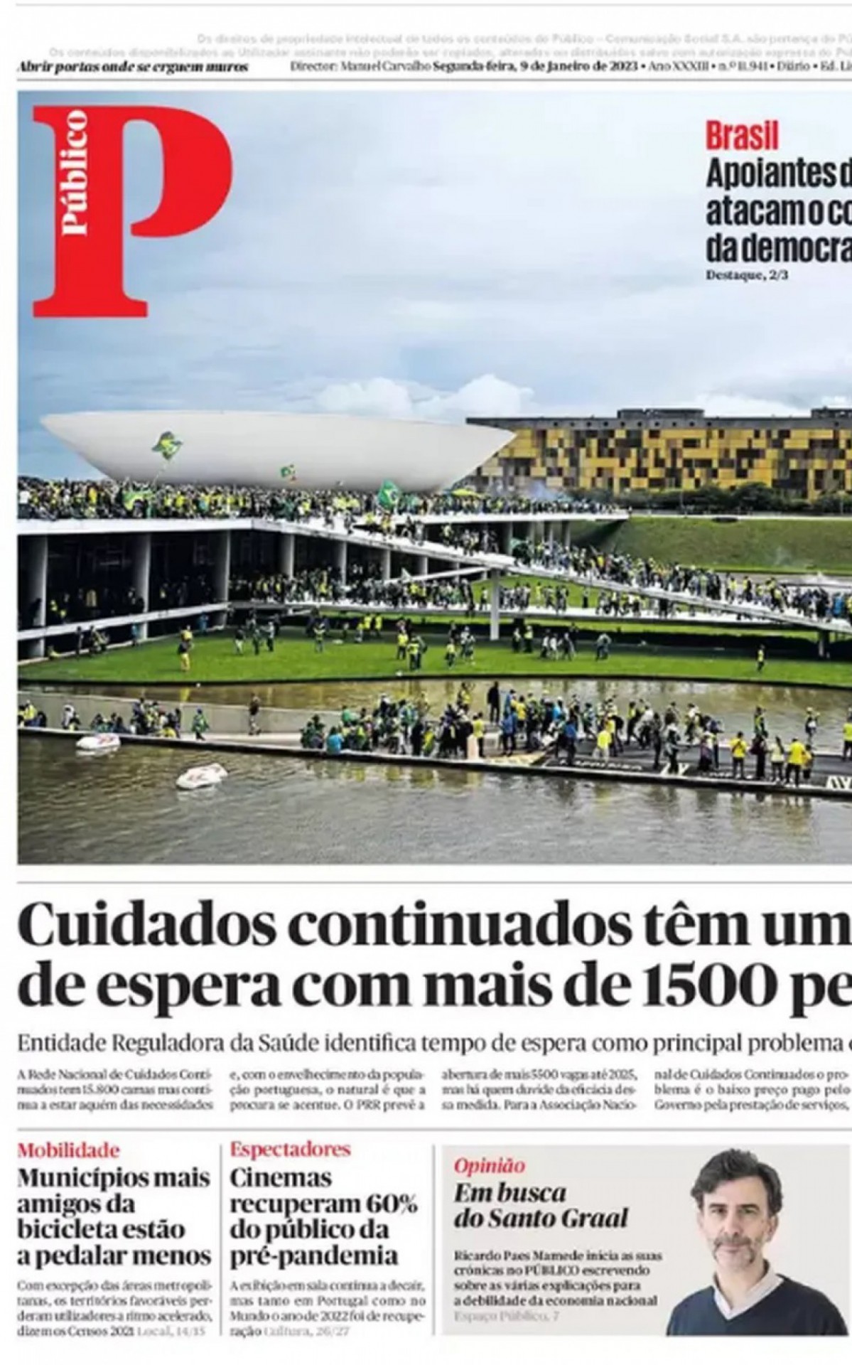 Capa do jornal P&uacute;blico 