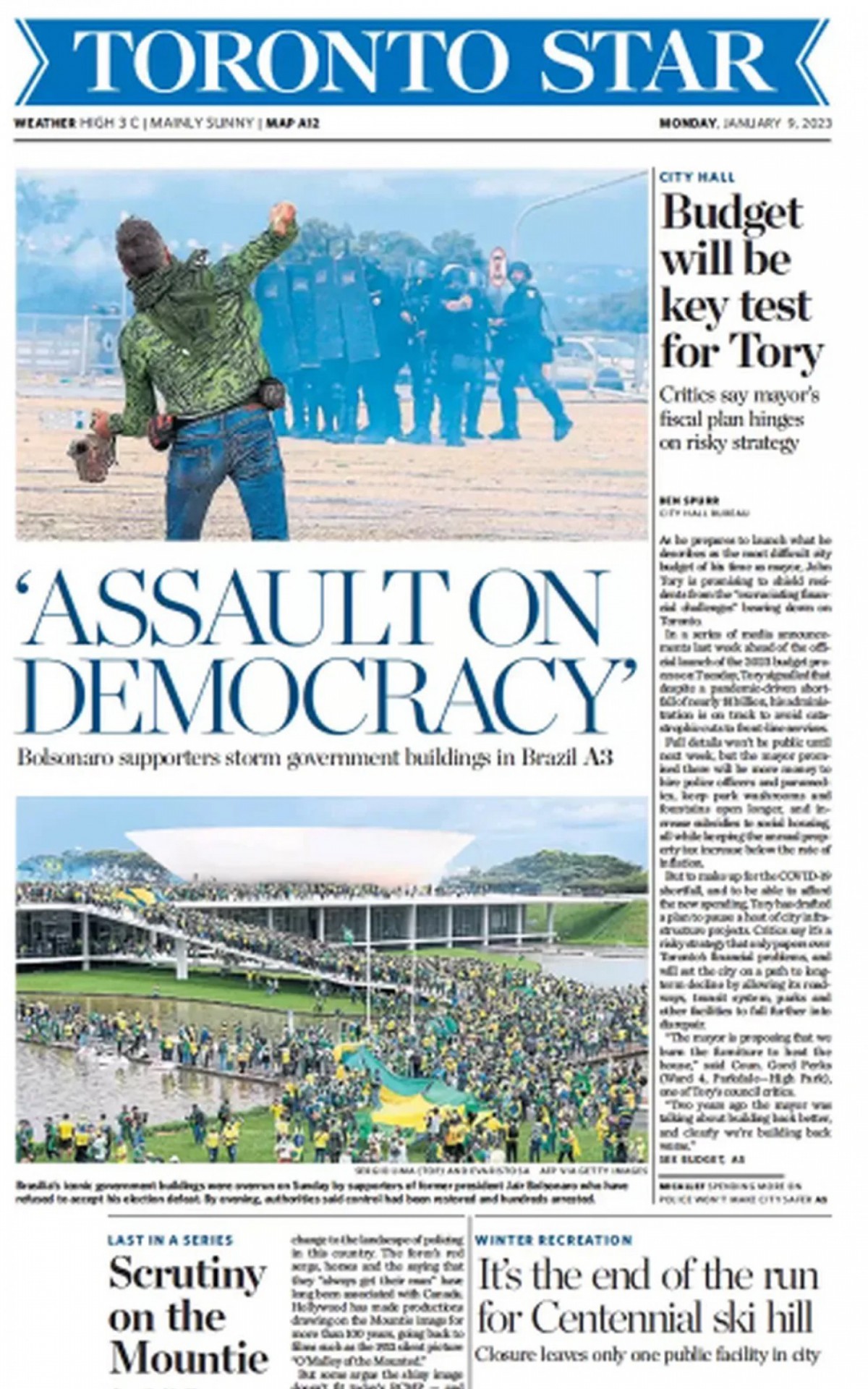 Capa do jornal Toronto Star 