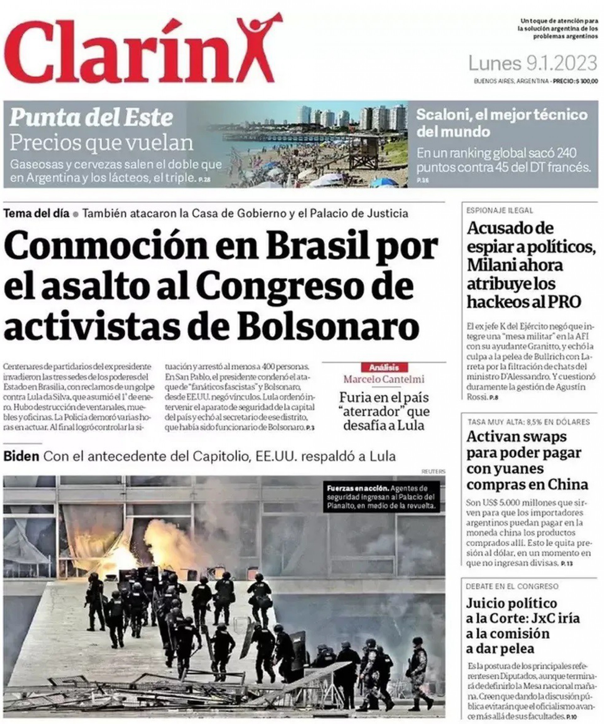 Capa do Jornal Clar&iacute;n - Reprodu&ccedil;&atilde;o