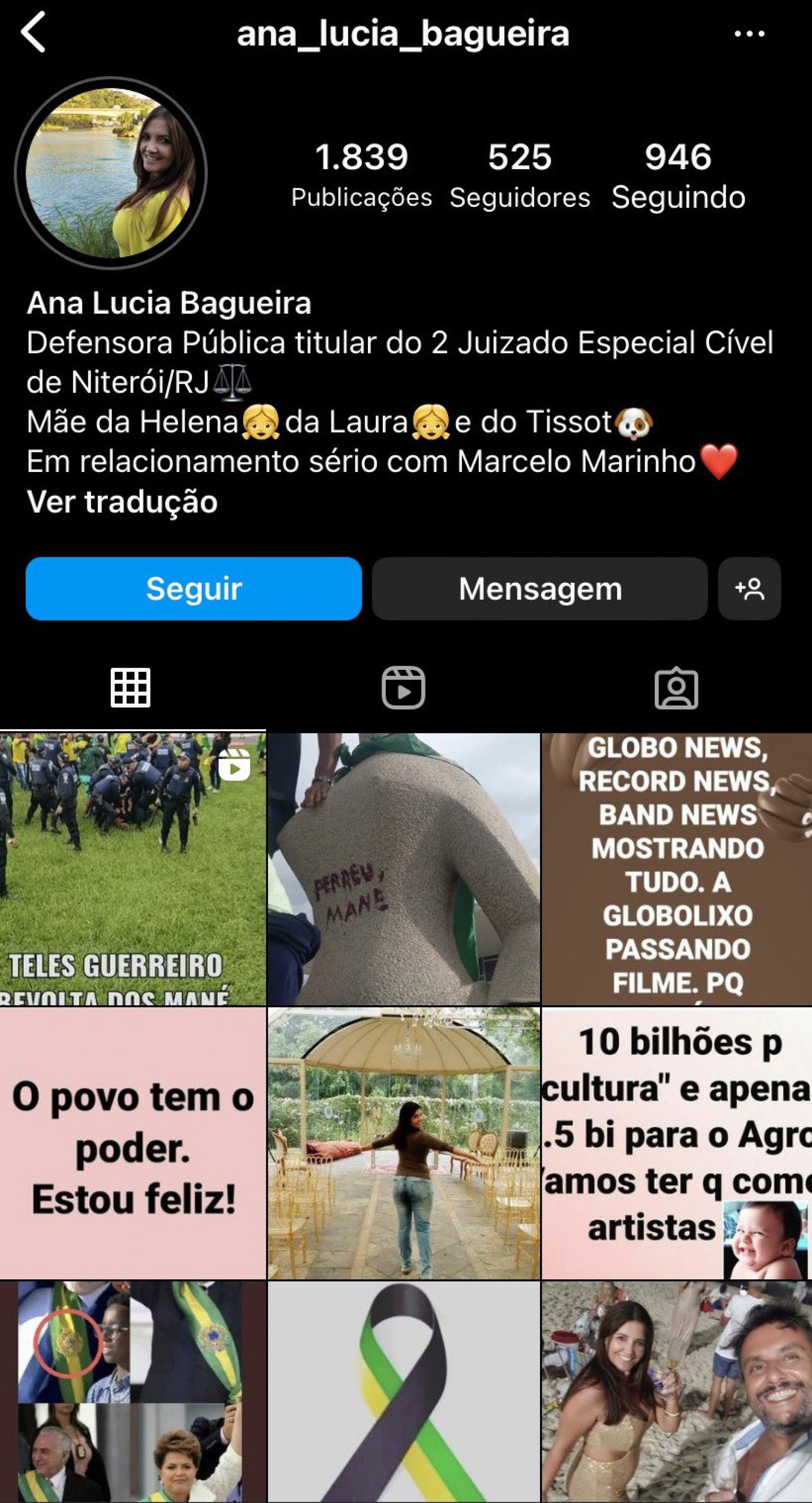 Defensora pública Ana Lúcia Bagueira, lotada em Niterói, manifesta apoio a atos golpistas em Brasília  - Reprodução