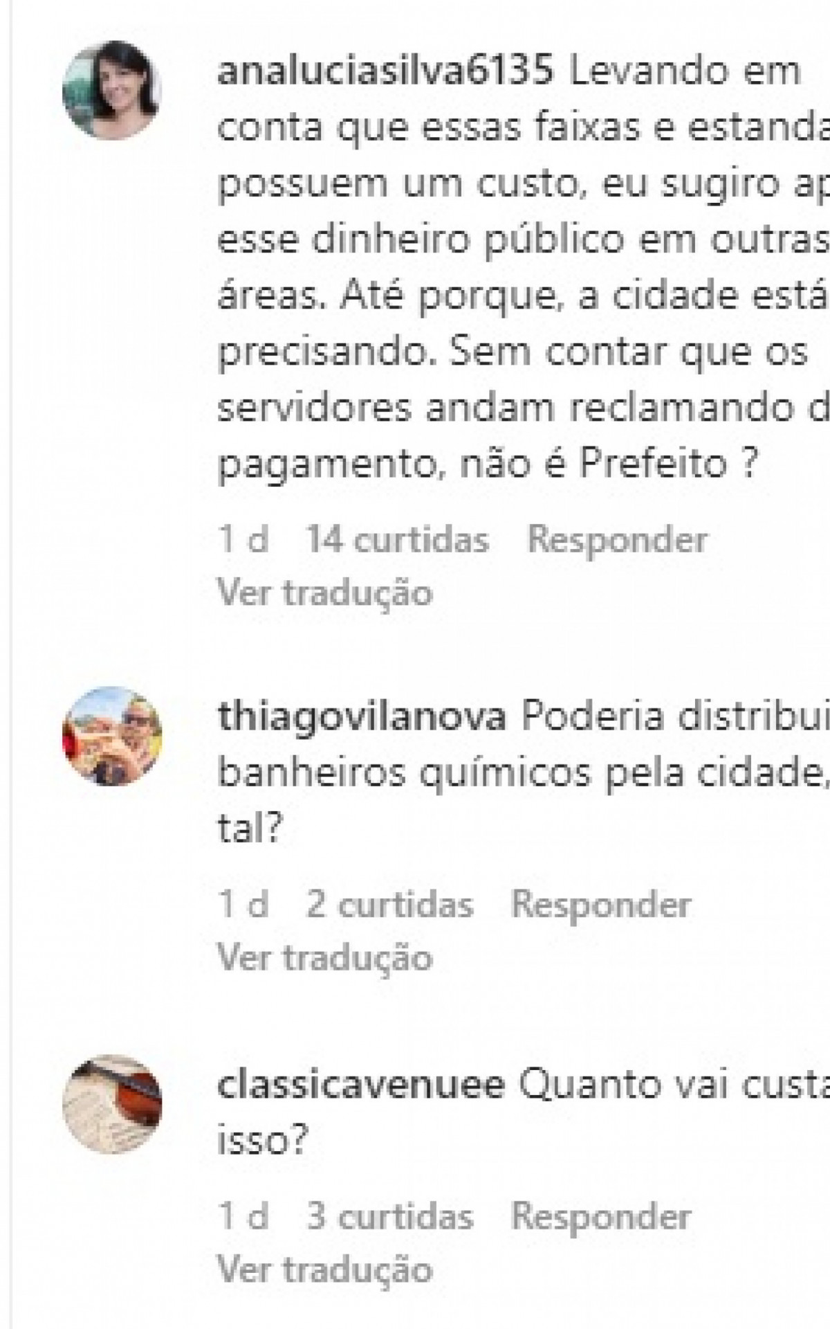 Outros usu&aacute;rios criticaram a decis&atilde;o e levantaram questionamentos - Reprodu&ccedil;&atilde;o / Instagram