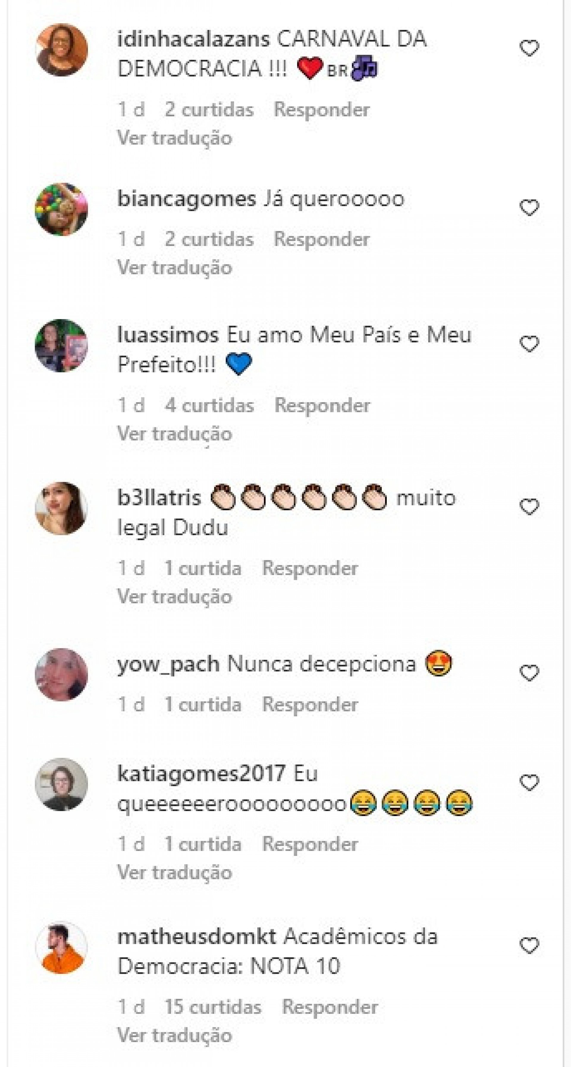 Diversos internautas apoiaram a ideia do prefeito Eduardo Paes para o Carnaval 2023