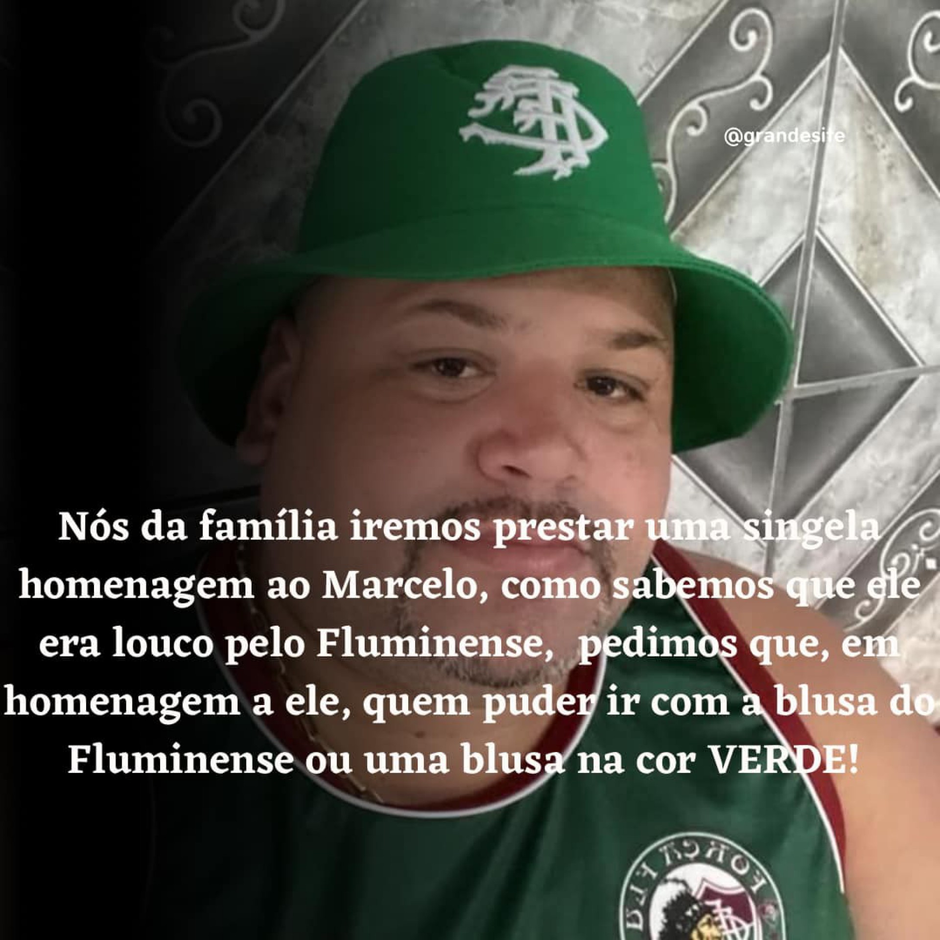 Família pede que amigos compareçam com blusa do Fluminense ou verde no velório da vítima - Redes sociais