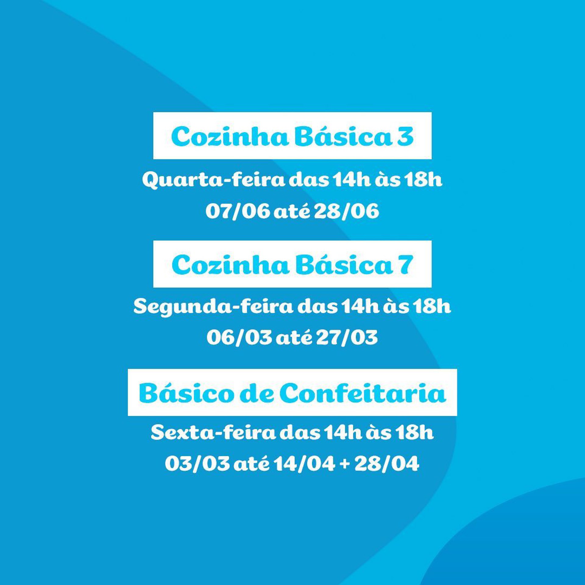 Cursos de Cozinha B&aacute;sica e Confeitaria - Divulga&ccedil;&atilde;o