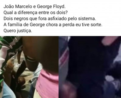 Sambista Marcelo Chaves comparou agress&otilde;es contra filho &agrave;s de George Floyd, nos Estados Unidos - Reprodu&ccedil;&atilde;o
