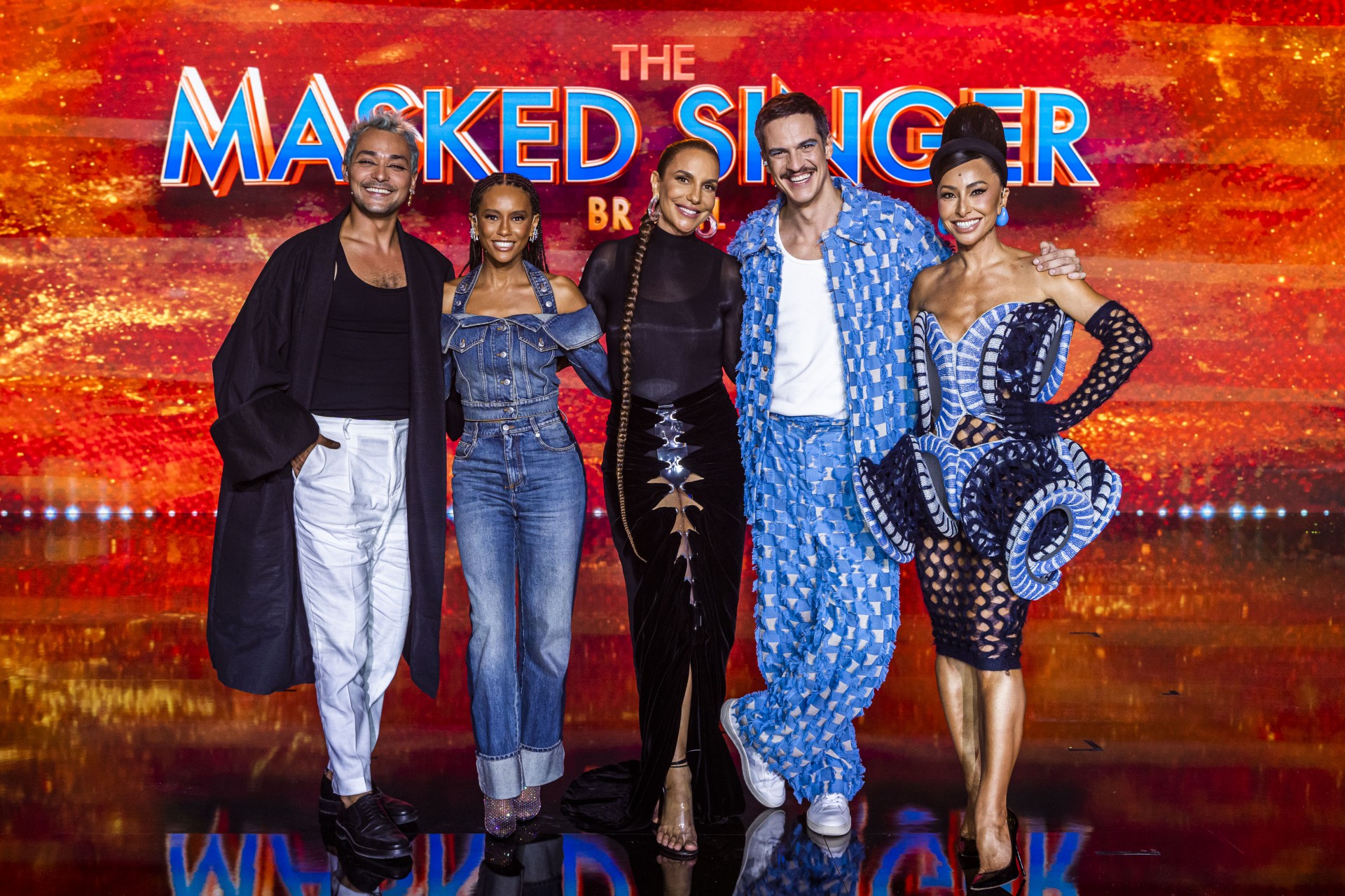 Ivete Sangalo com os jurados do 'The Masked Singer Brasil' - Mauricio Fidalgo/Globo