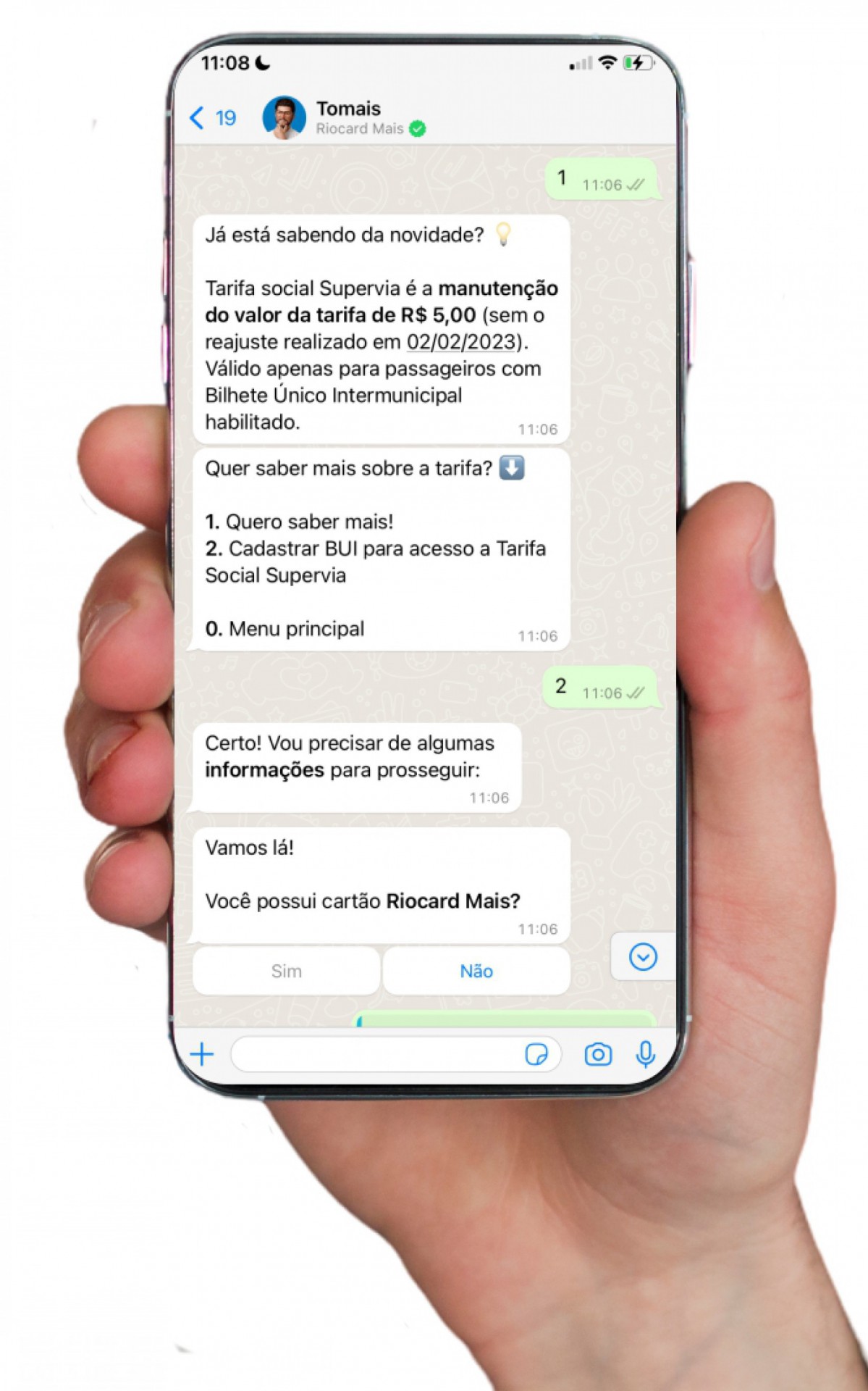 Usuário pode acessar o assistente virtual via WhatsApp - Divulgação