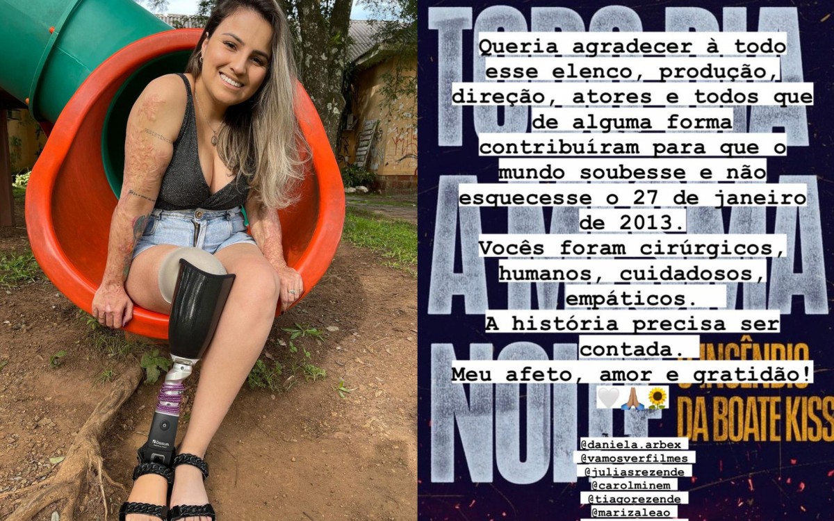 Sobrevivente do incêndio na boate Kiss, Kelen Ferreira elogiou a minissérie 'Todo Dia a Mesma Noite' - Reprodução/Instagram