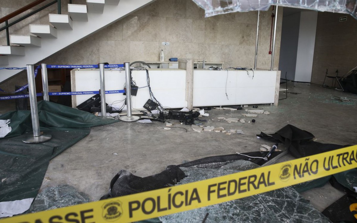 Palácio do Supremo Tribunal Federal destruído, após invasões golpistas - Valter Campanato/Agência Brasil