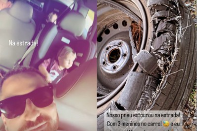 Thales Bretas relata susto na estrada durante viagem com os filhos: 'Pneu estourou'