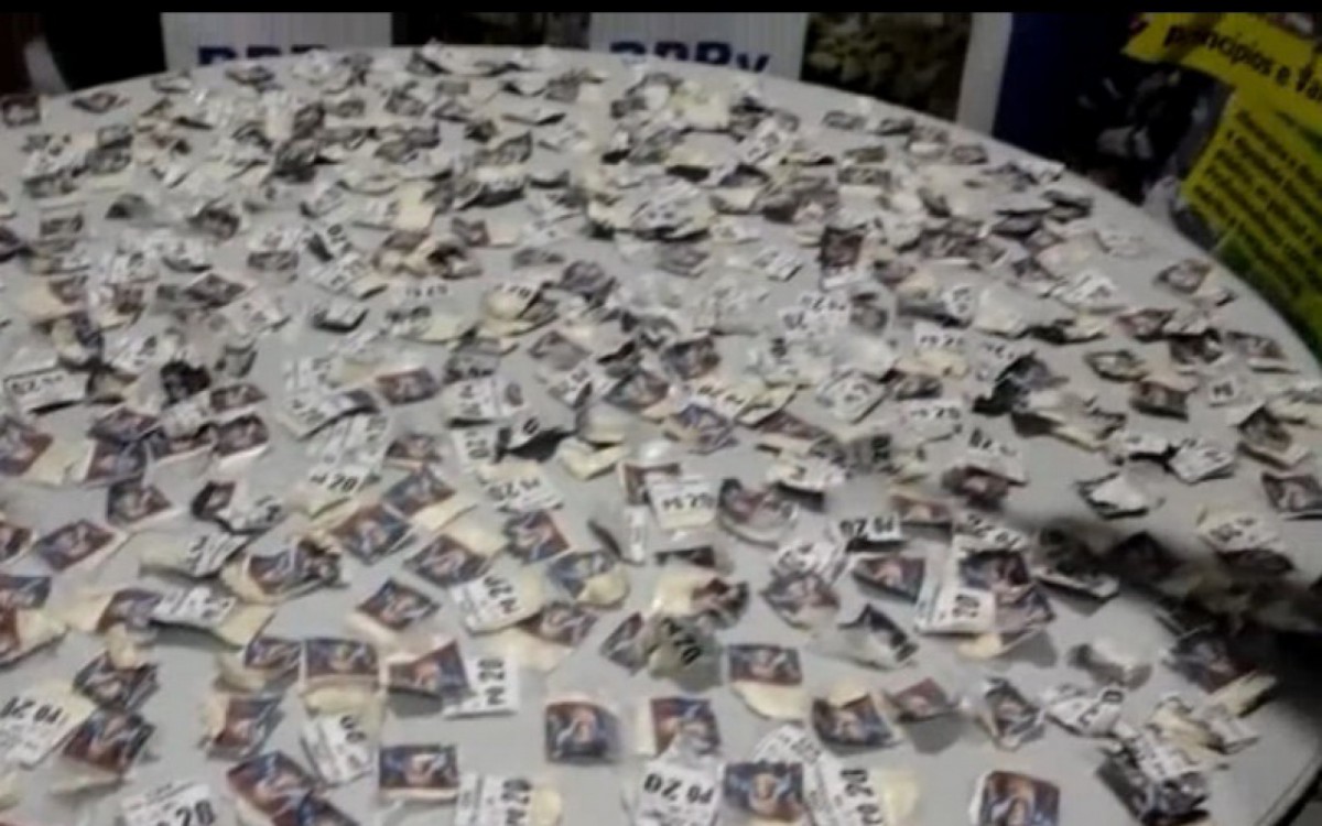 Pinos de cocaína embalados para venda apreendidos