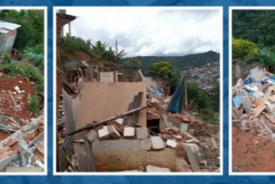 Defesa Civil de Teresópolis faz a demolição de casas em área de risco, na Vila Muqui