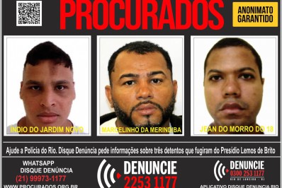 Disque denúncia pede informações sobre localização de homens que fugiram de Bangu VI