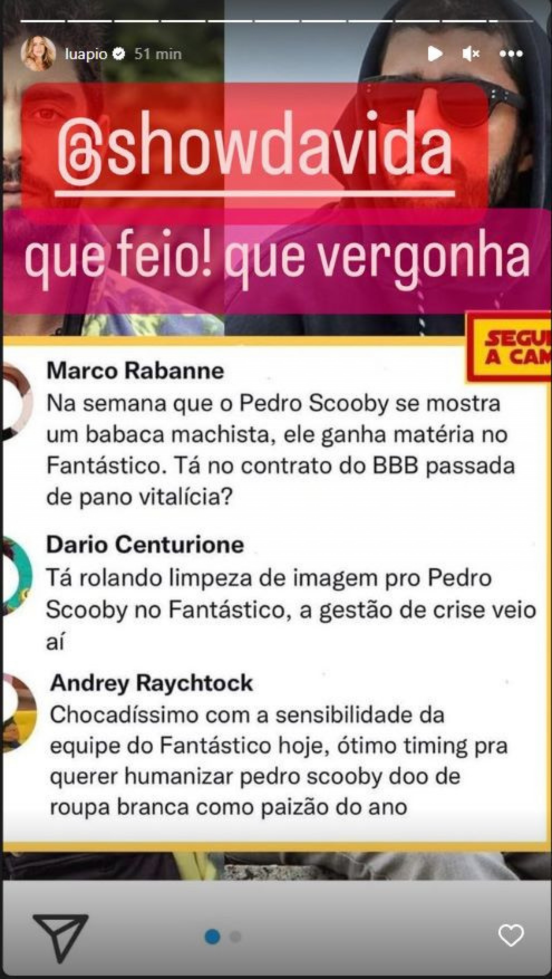 Luana Piovani criticou o 'Fantástico' por entrevista com Pedro Scooby em meio à polêmica - Reprodução/Instagram
