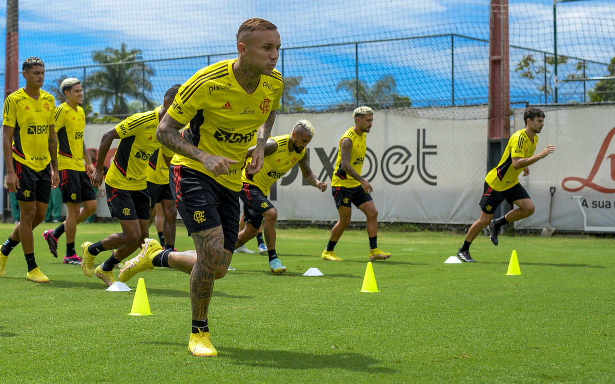 Treino no Ninho do Urubu nesta ter&ccedil;a-feira(31). Foto:  Marcelo Cortes/Flamengo