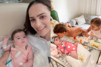 Letícia Cazarré mostra encontro dos filhos após alta hospitalar da caçula