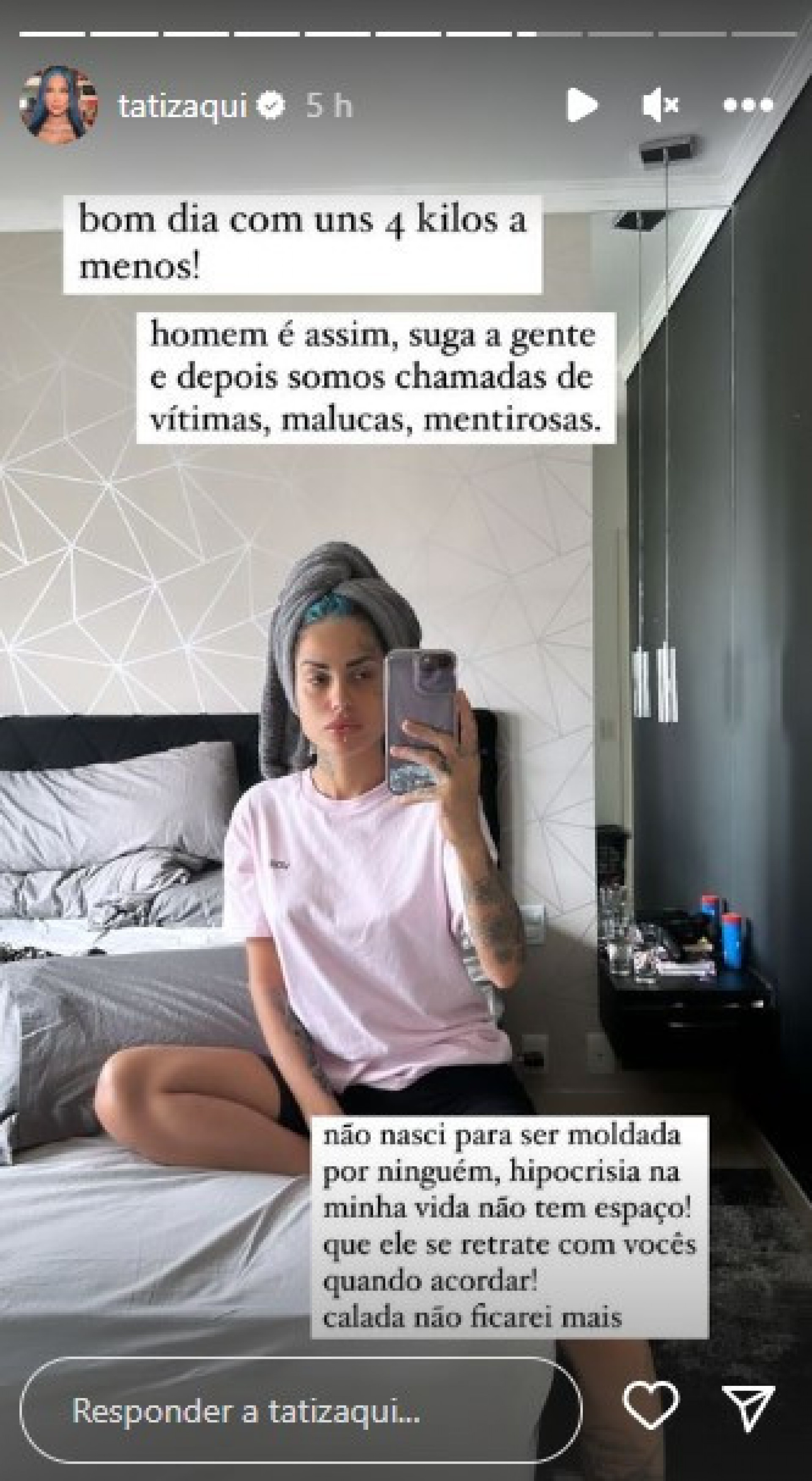 Tati Zaqui desabafa em Story - Reprodução Internet