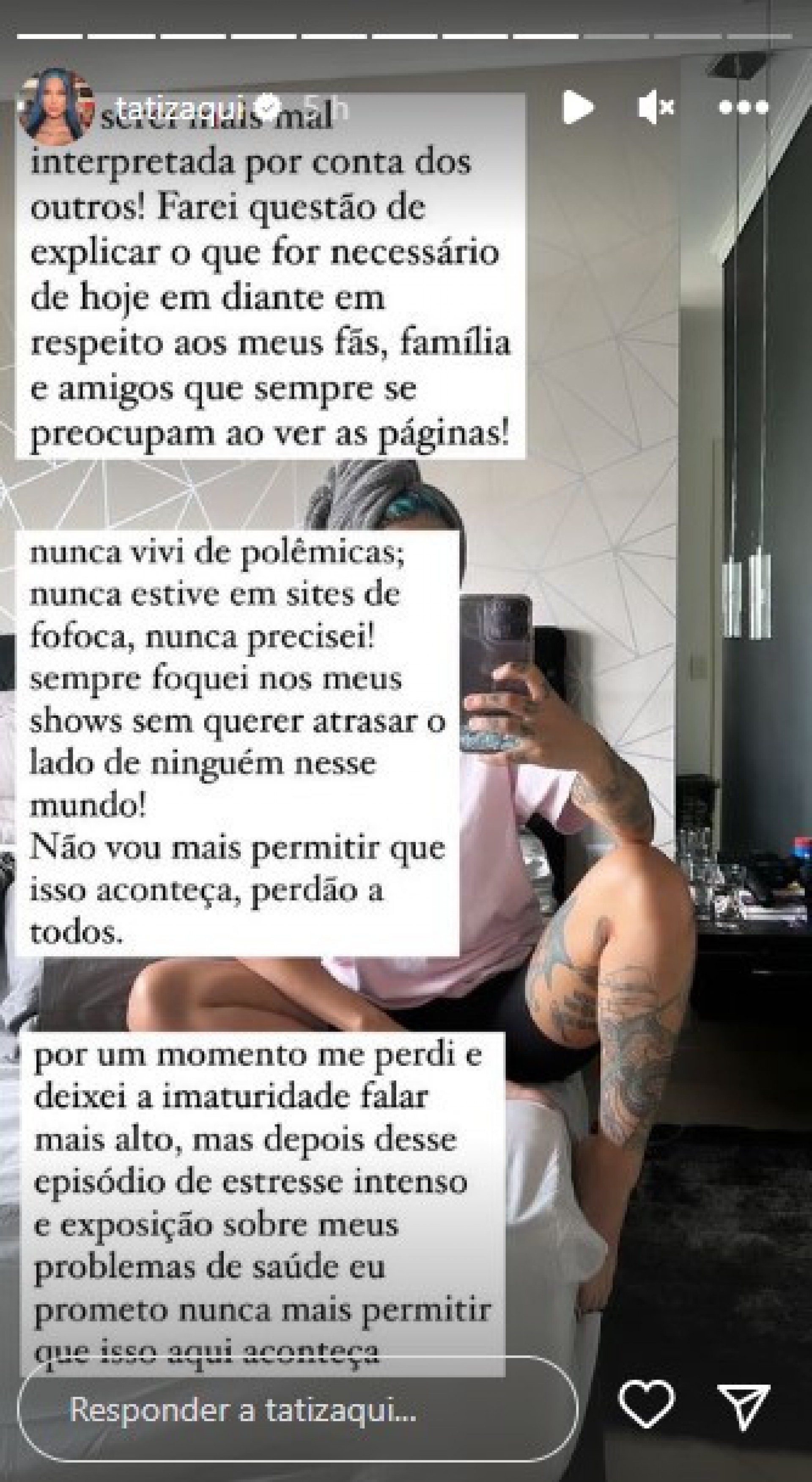 Tati Zaqui desabafa em Story - Reprodução Internet