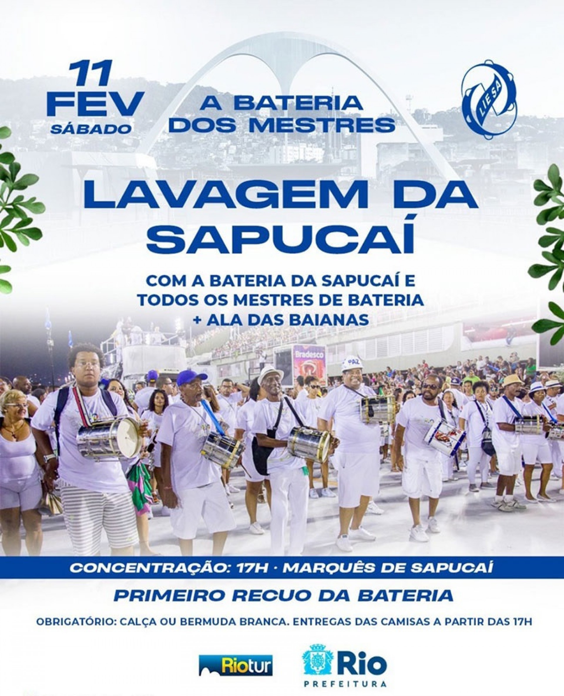 A tradicional lavagem da Sapuca&iacute; ocorre neste s&aacute;bado - Foto de divulga&ccedil;&atilde;o Liesa