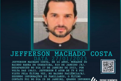 Disque Denúncia pede informações sobre paradeiro de ator desaparecido