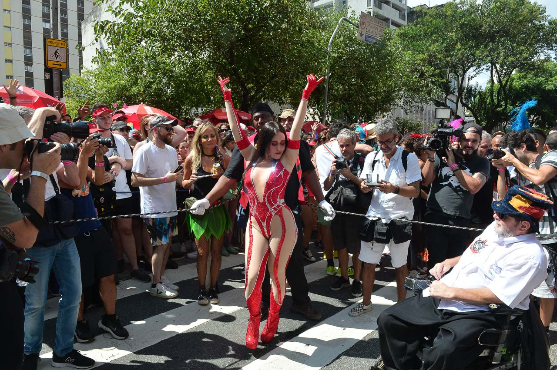 Alessandra Negrini participa do desfile do bloco Acadêmicos do Baixo Augusta - Francisco Cepeda  / Ag. News