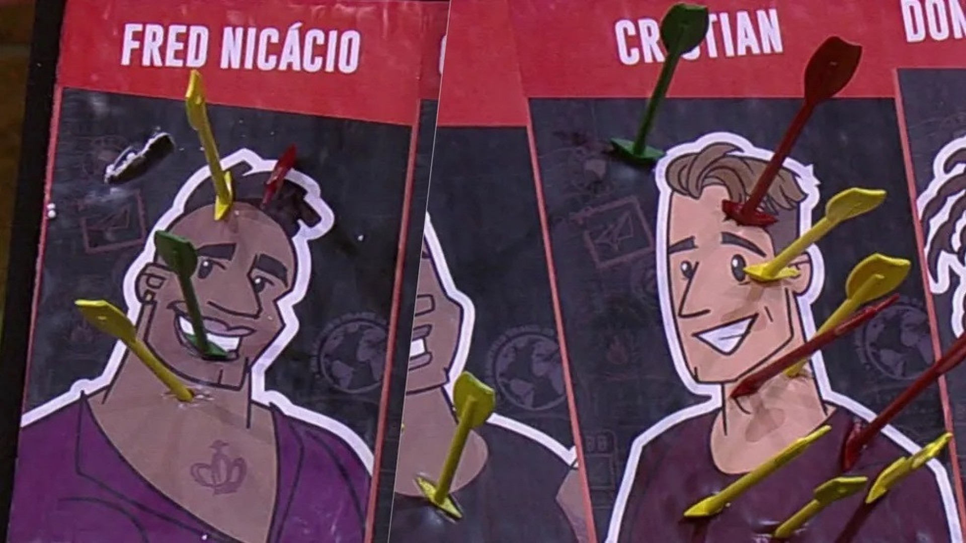 No jogo da discórdia desta segunda-feira, participantes tinham que dar flechadas nos colegas - Reprodução