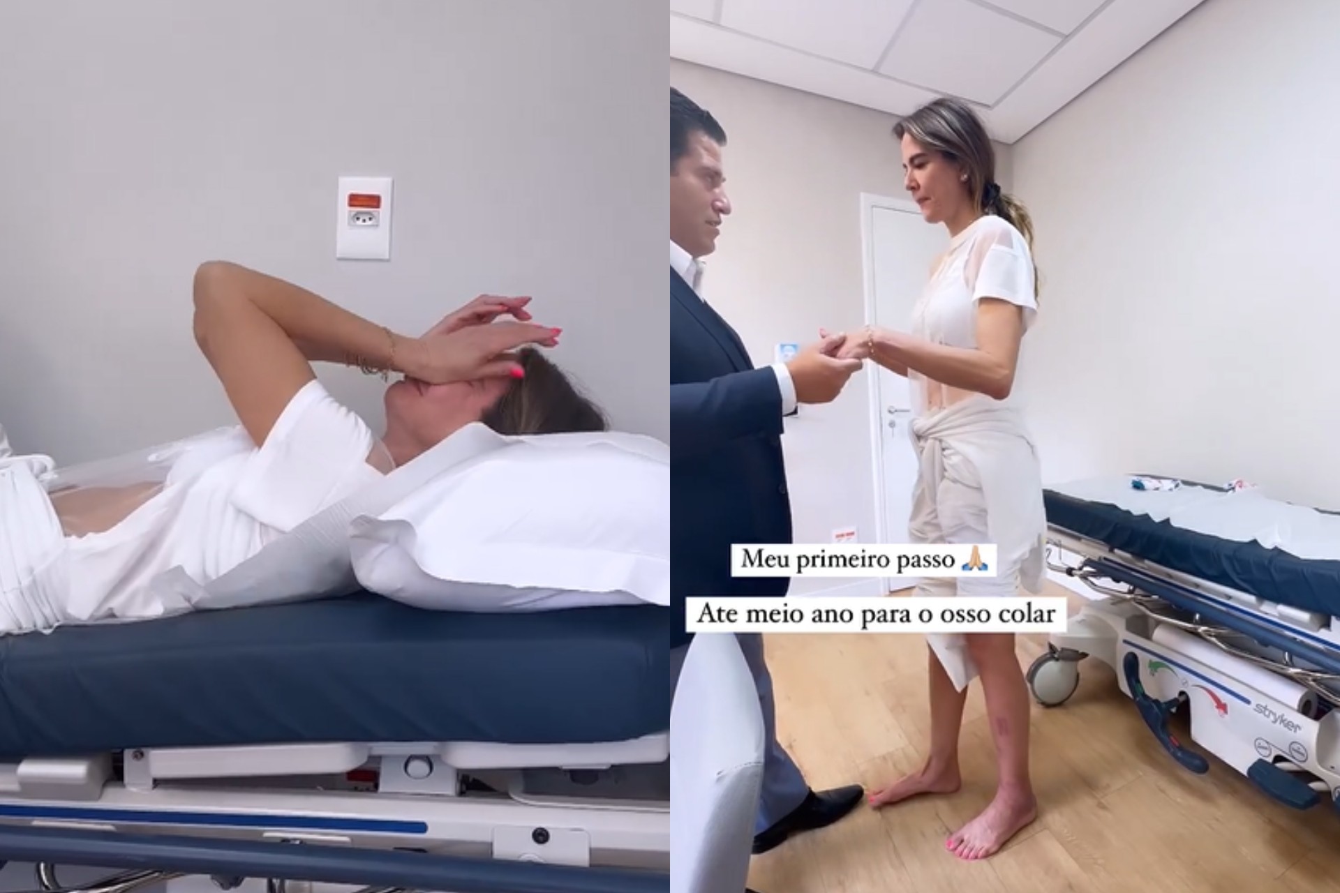 Luciana Gimenez se emocionou ao receber liberação para andar sem muletas pela primeira vez desde que sofreu acidente grave - Reprodução/Instagram