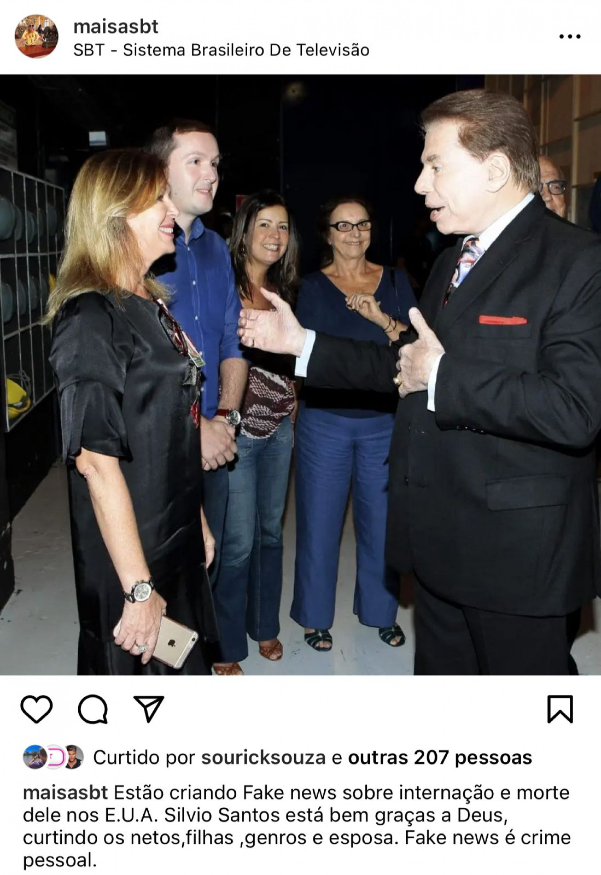 Noticia sobre Silvio Santos - Reprodução Instagram