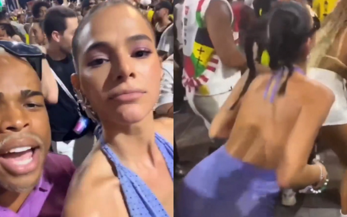 Bruna Marquezine se joga na folia em bloco de Anitta, em Salvador - Reprodução/Twitter