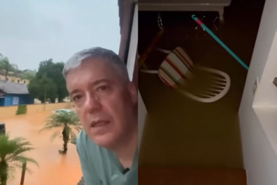 Apresentador do 'Hora Um' fica ilhado após ter casa inundada pela chuva