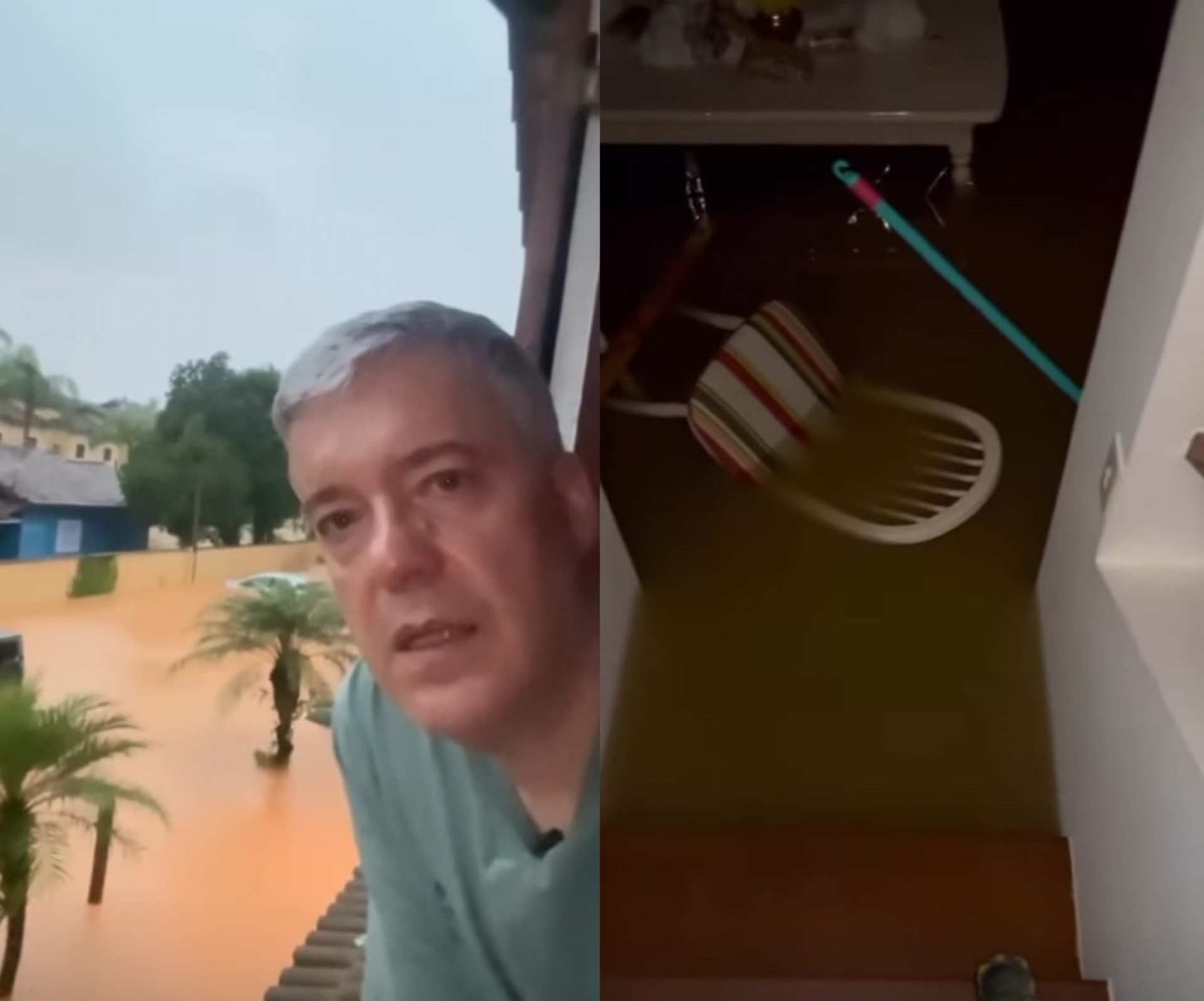 Casa em que Roberto Kovalick está hospedado foi invadida pela chuva  - Reprodução/Instagram