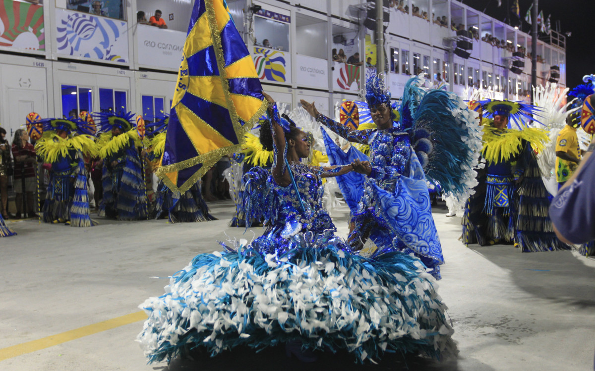 G.R.E.S  Unidos da Tijuca desfila nesta primeira noite de desfile do Grupo Especial, neste domingo(19). Foto: Reginaldo Pimenta / Agencia O Dia