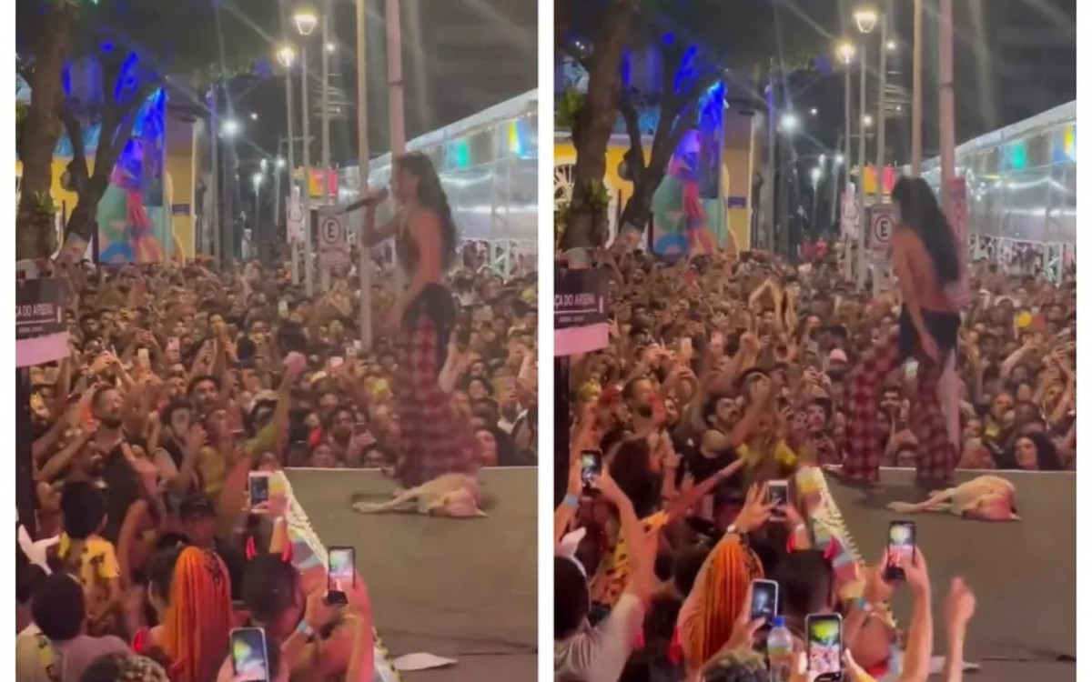 Cachorro dorme tranquilamente no palco de show de Marina Sena em Recife
