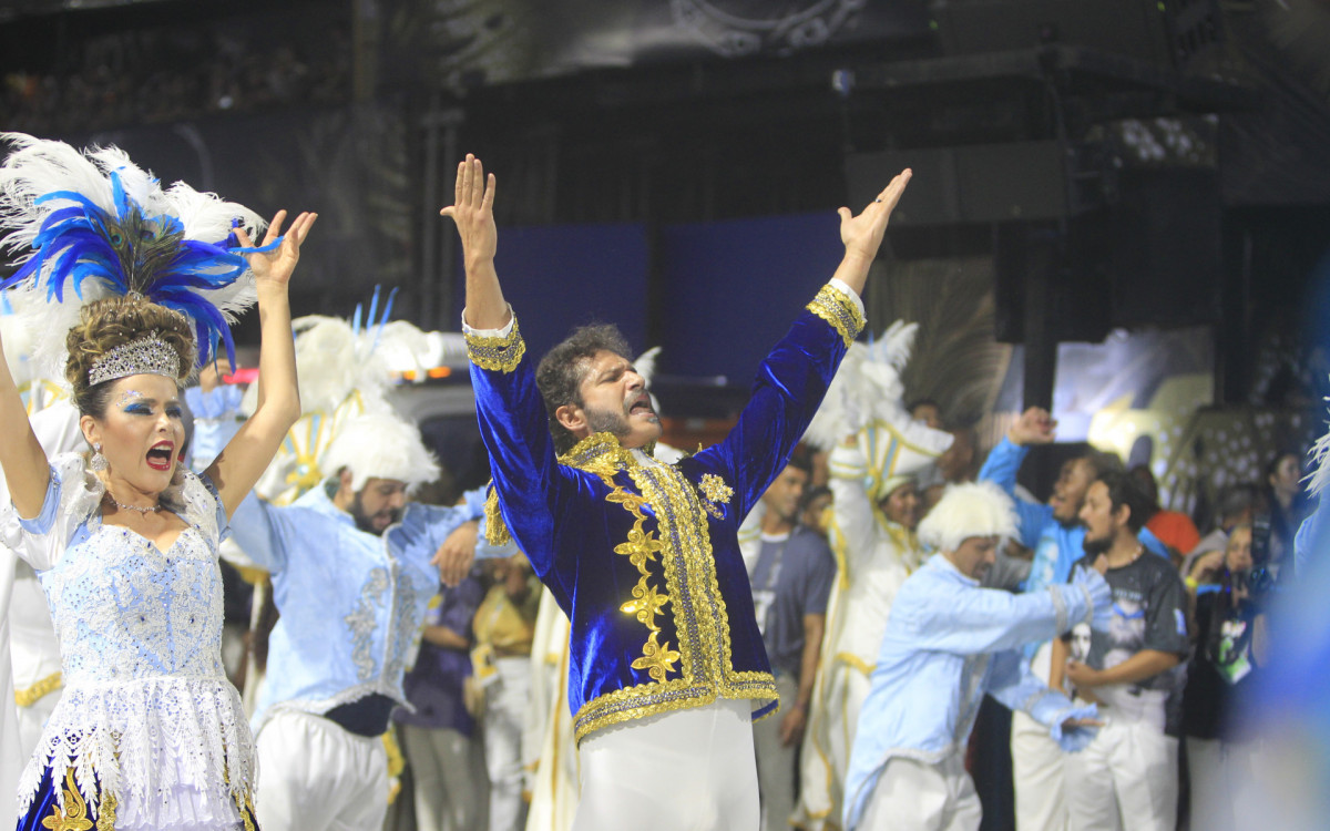 G.R.E.S Portela desfila nesta segunda noite de desfile do Grupo Especial, nesta segunda-feira(20). Foto:  Reginaldo Pimenta/Agencia O Dia