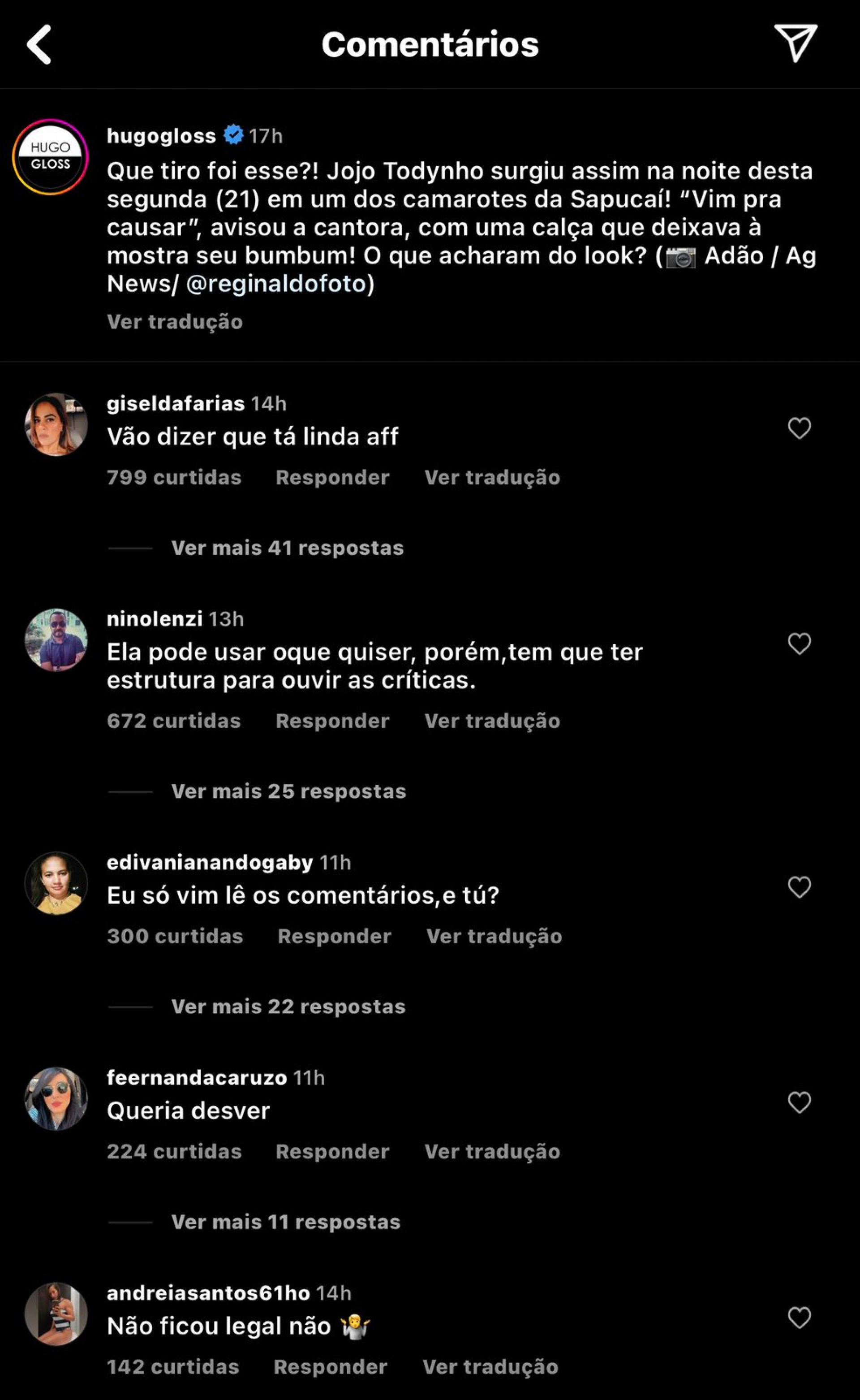 Coment&aacute;rios sobre o look de Jojo Todynho - Reprodu&ccedil;&atilde;o Internet