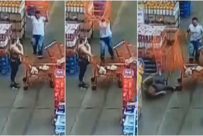 Vídeo: homem arremessa carrinho de compras sobre mulher em fila de mercado