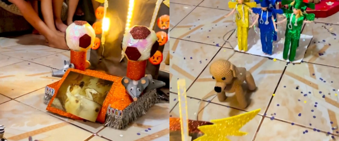 Família organiza desfile de Carnaval com maquetes para homenagear cachorra - Reprodução da internet