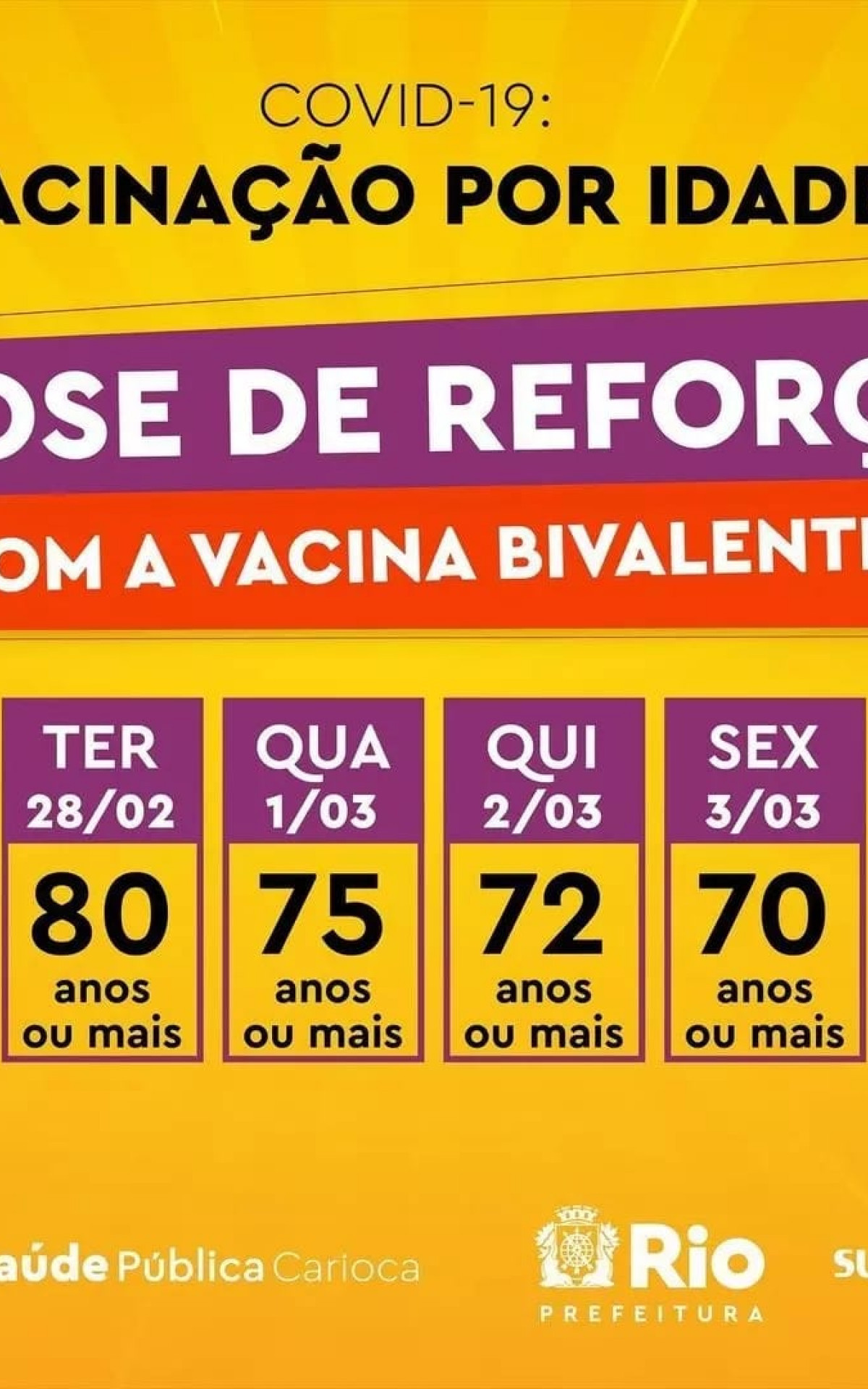 calendário dose reforço com bivalente  - divulgação/SMS