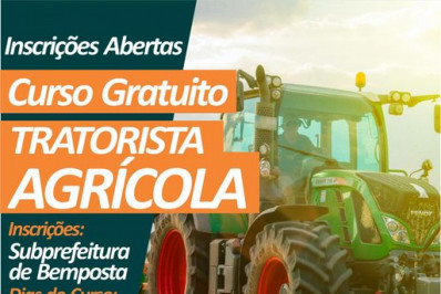 Governo municipal oferece curso gratuito de tratorista agrícola