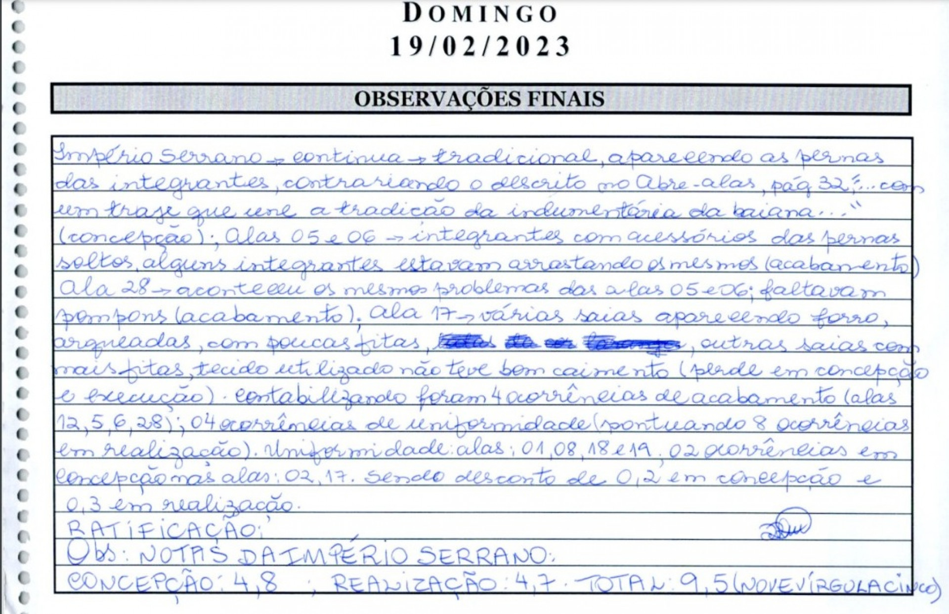 Jurada Regina Oliva deu 9,5 no quesito Fantasias para o Império Serrano, a menor nota entre todas as escolas do Grupo Especial - Reprodução